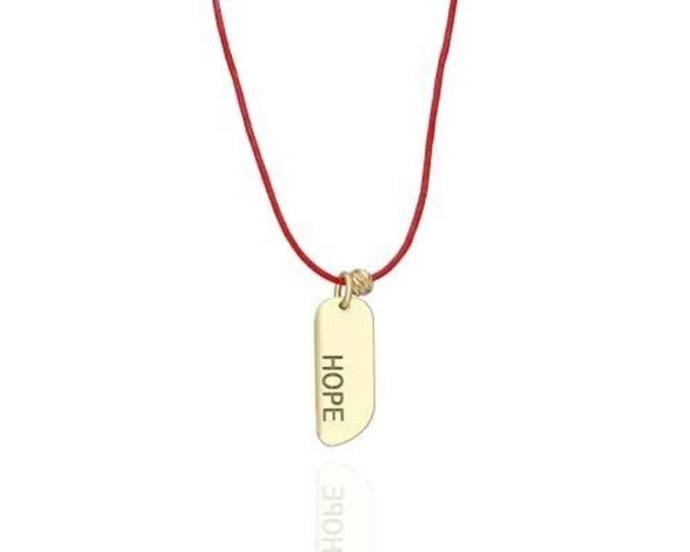 3671 18k Gold Necklace with HOPE Affirmation Pendant Elegant String Chain